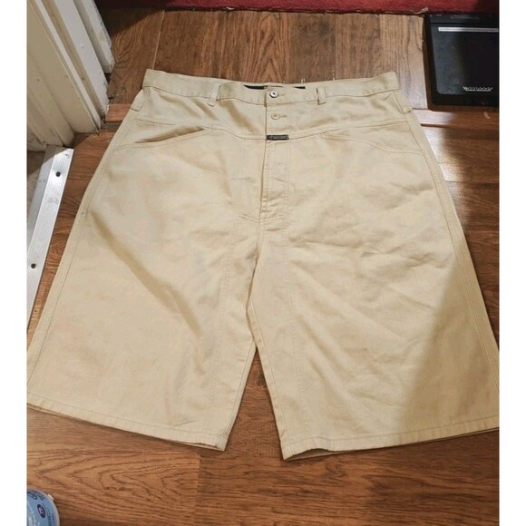 Vtg Marithe Francois Girbaud Jean Shorts Mens Size 40 Beige Denim Baggy Hip Hop - Picture 1 of 10